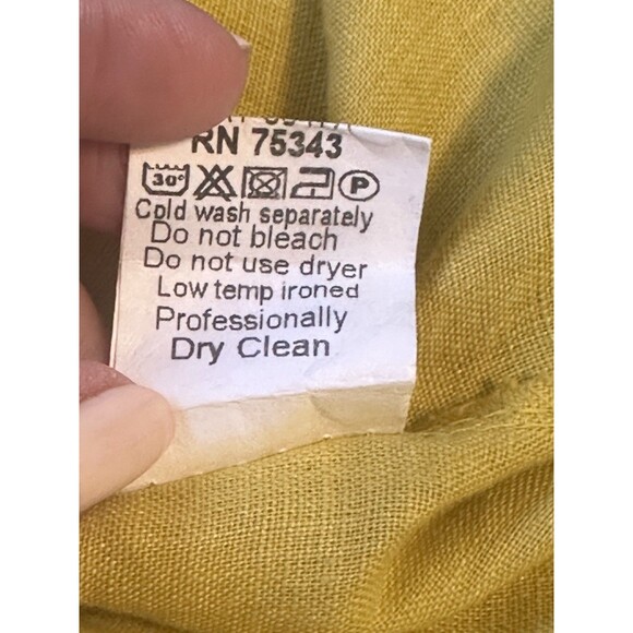 TERZO MILLENNIO Women Size L Mustard Linen Embroidered Top Timeless Lagenlook - Picture 9 of 9